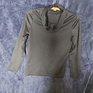 Vintage Black Long Sleeve Cowl Neck Top